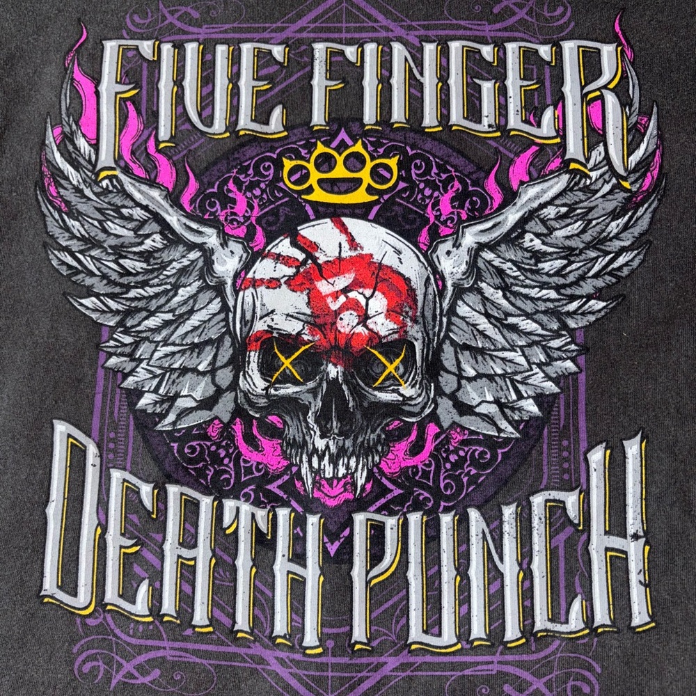 Five Finger Death Punch Stuck In My Ways Winged Skull T-Shirt ๐ - Picture 2 of 6